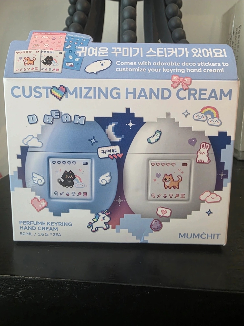 MumChit Customizing Keyring Hand Cream Duo — Blue & White